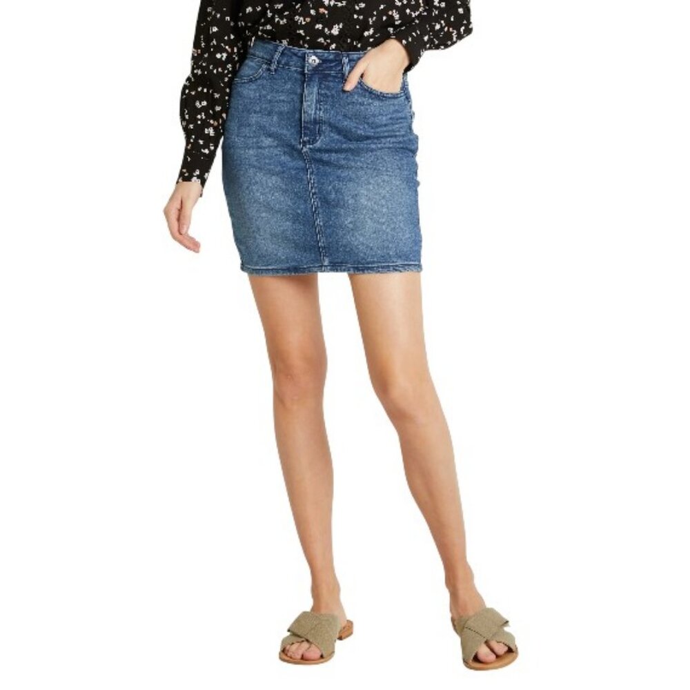 Ichi blue mini denim pencil skirt size 34